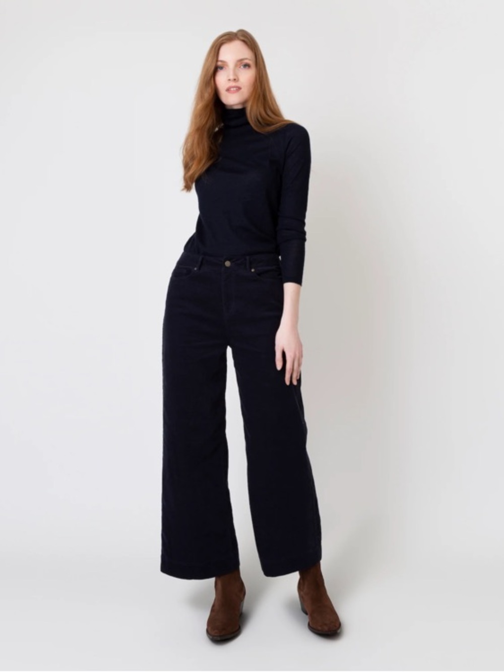 Ann Mashburn wide leg cropped corduroy pants